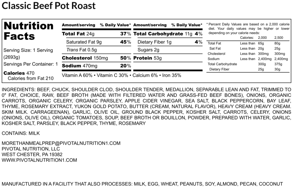 *Classic Beef Pot Roast - Pivotal Nutrition LLC