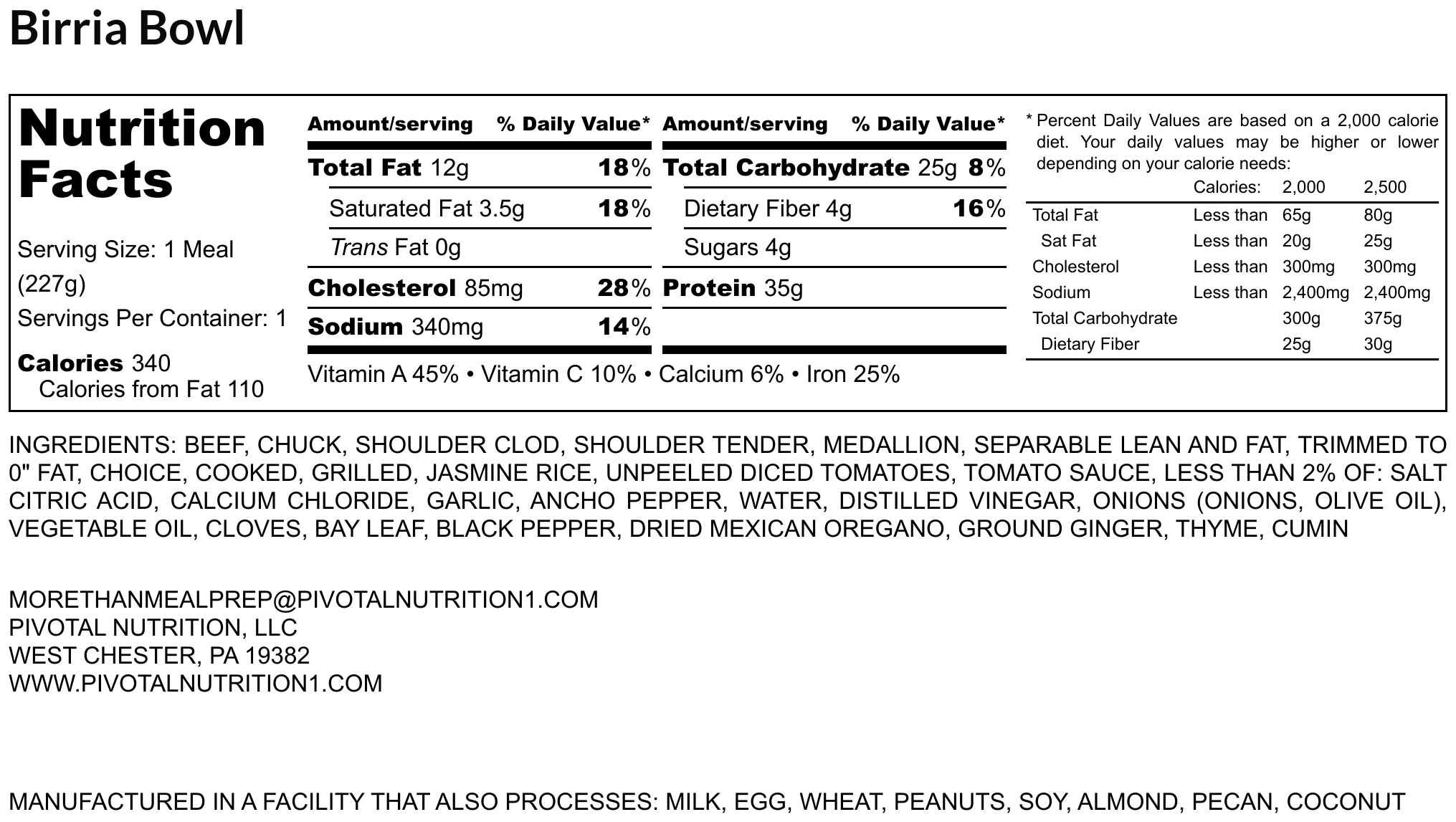 Korean Beef Bowl Nutrition Facts