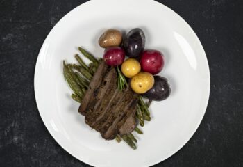 Grass-Fed Steak with Herb Roasted Rainbow Potatoes