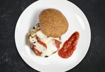 Pizza Stuffed Turkey Burger on Sprouted Grain
