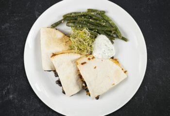 Honey Buffalo Shrimp Quesadilla on Low Carb Wrap