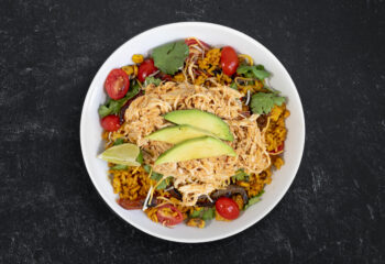 Low Carb Braised Chicken Carnitas Burrito Bowl