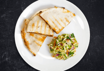 Gouda Burger Quesadilla on Low Carb Tortilla