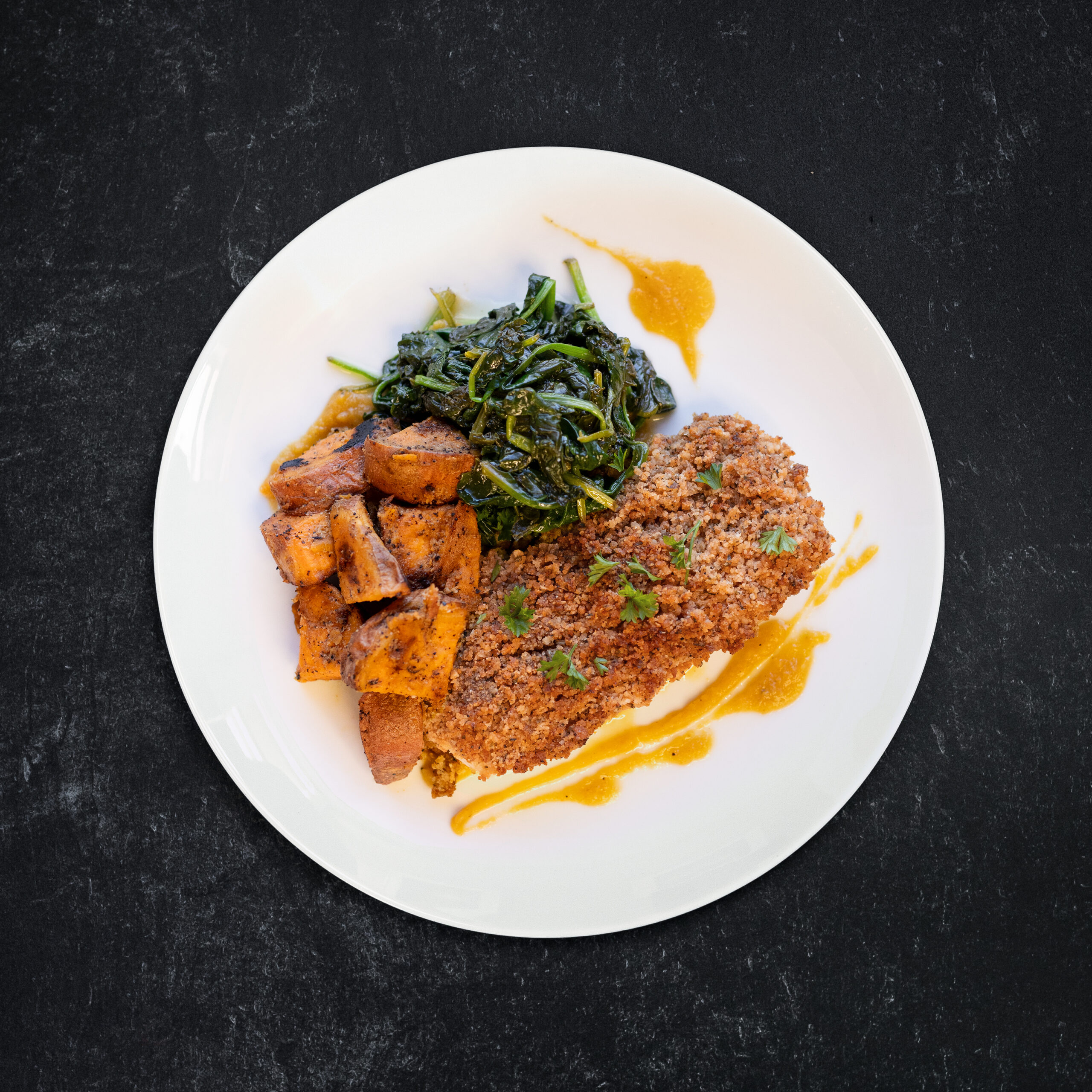 Tuscan-herb encrusted cod w_ butternut squash puree