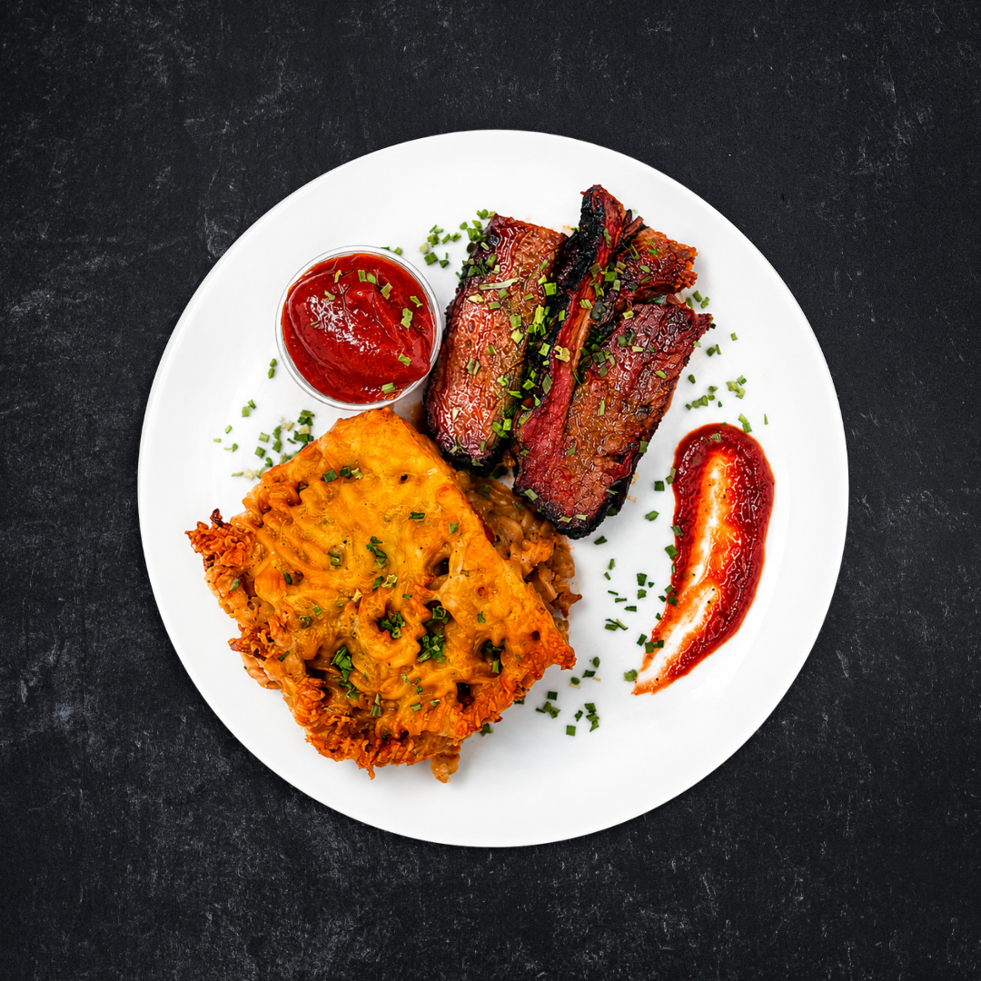 BBQ Brisket Cauliflower Mac & Cheese